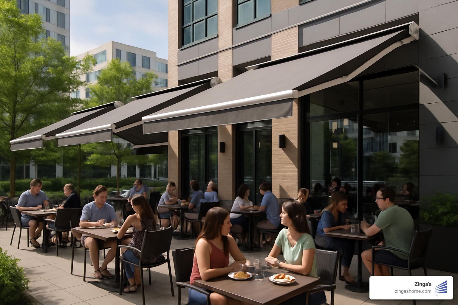 commercial terrace with motorised awnings - motorised shade awnings commercial terrace with motorised awnings - motorised shade awnings