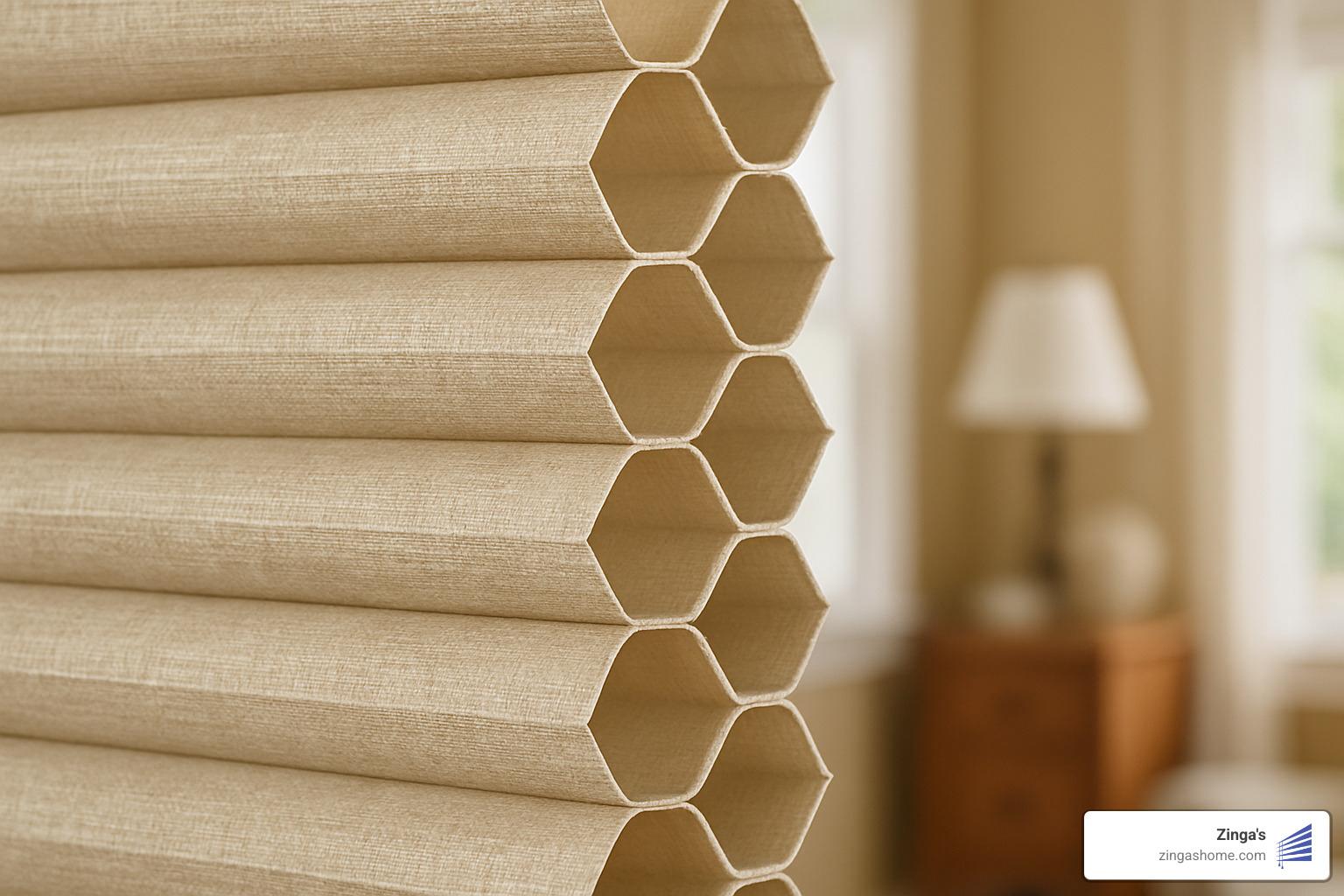 close-up of double-cell honeycomb shade structure - eco friendly window blinds close-up of double-cell honeycomb shade structure - eco friendly window blinds