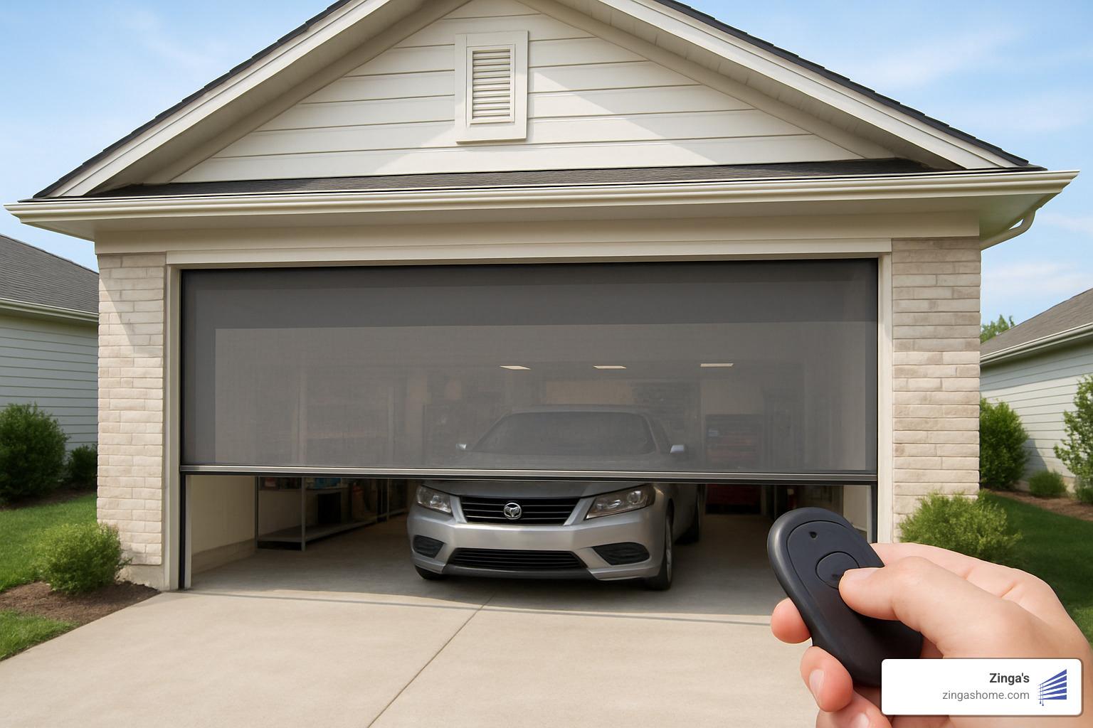 motorized garage privacy screen deployment - garage privacy screen